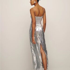Reformation Frankie dress in silver
